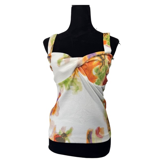Rotate Birger Christensen Ribbed Floral Sleeveless Top - Picture 2 of 9
